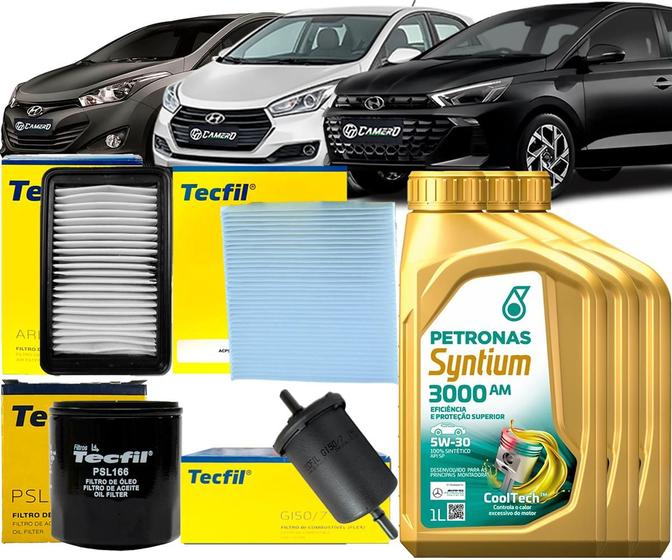 Imagem de Kit Revisão Troca De Óleo 5w30 e Filtros Hyundai Hb20 Hb20S 1.0 12v 2012 2013 2014 2015 2016 2017 2018 2019 2020 2021 2022 2023 2024 2025