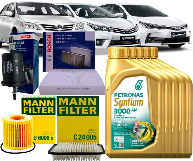 Imagem de Kit Revisão Troca De Óleo 5w30 e Filtros Toyota Corolla 1.8 e 2.0 2010 2011 2012 2013 2014 2015 2016 2017 2018 2019