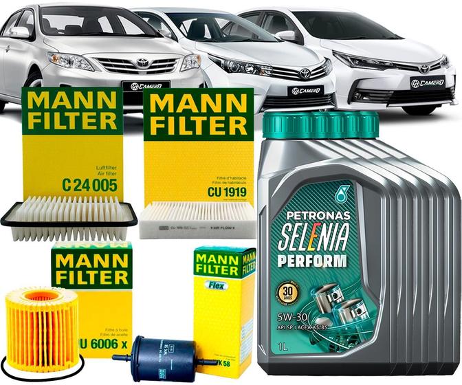 Imagem de Kit Revisão Troca De Óleo 5w30 e Filtros Toyota Corolla 1.8 e 2.0 2010 2011 2012 2013 2014 2015 2016 2017 2018 2019