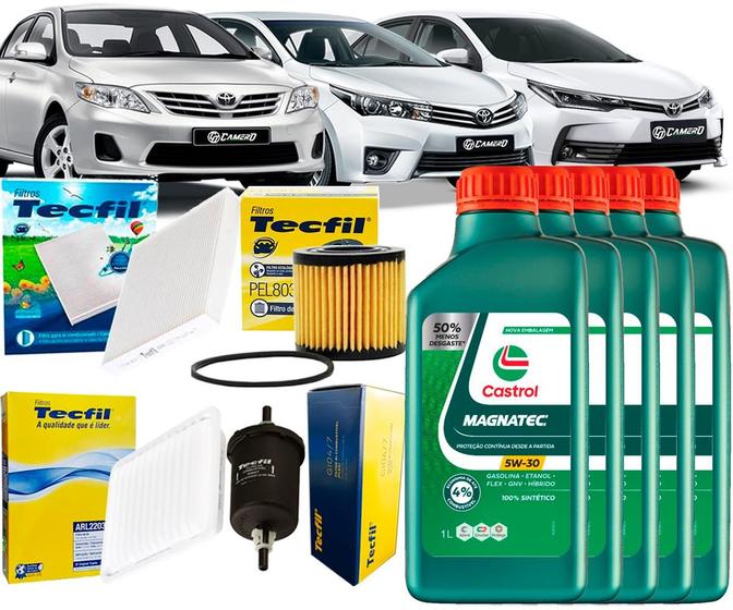 Imagem de Kit Revisão Troca De Óleo 5w30 e Filtros Toyota Corolla 1.8 e 2.0 2010 2011 2012 2013 2014 2015 2016 2017 2018 2019
