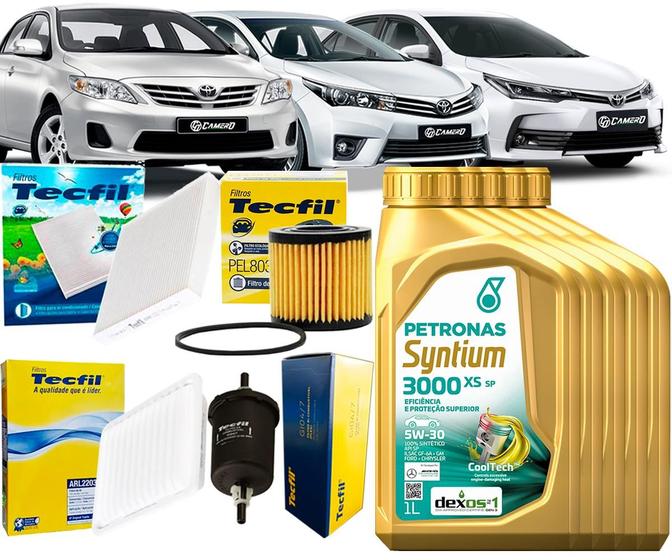 Imagem de Kit Revisão Troca De Óleo 5w30 e Filtros Toyota Corolla 1.8 e 2.0 2010 2011 2012 2013 2014 2015 2016 2017 2018 2019