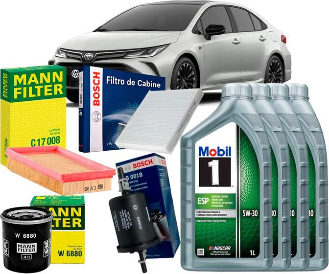 Imagem de Kit Revisão Troca De Óleo 5w30 e Filtros Toyota Corolla Hybrid 1.8 16V 2020 2021 2022 2023 2024 2025