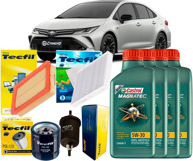 Imagem de Kit Revisão Troca De Óleo 5w30 e Filtros Toyota Corolla Hybrid 1.8 16V 2020 2021 2022 2023 2024 2025