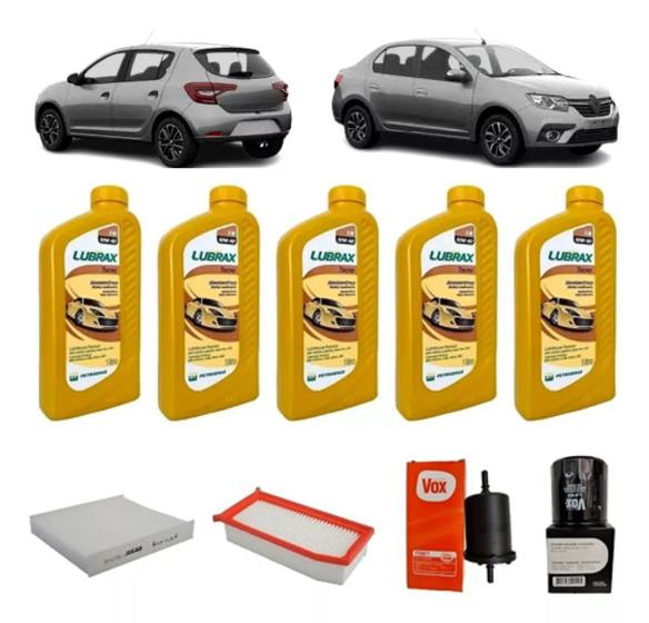 Imagem de Kit Revisao Troca Óleo 5lt 10w40 Sandero Logan 1.6 Após 2017
