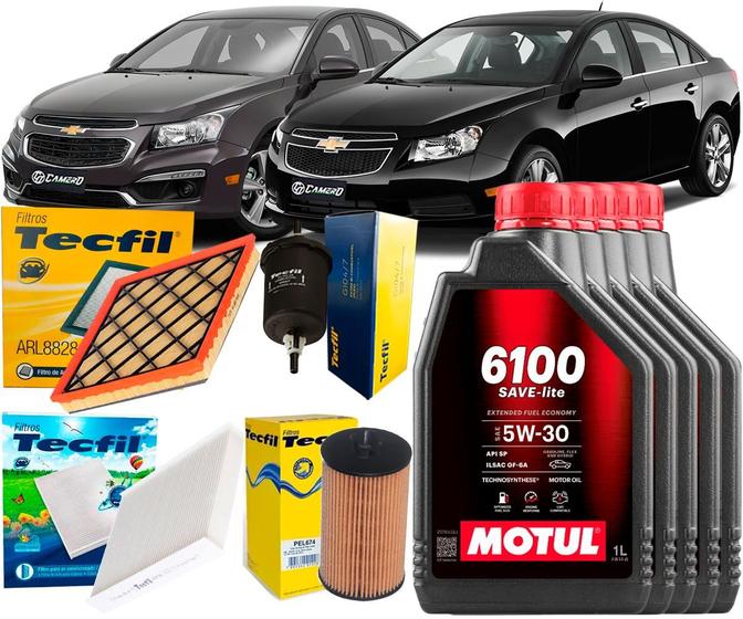 Imagem de Kit Revisão Troca Óleo 5w30 e Filtros Gm Cruze 1.8 16v 2011 2012 2013 2014 2015 2016