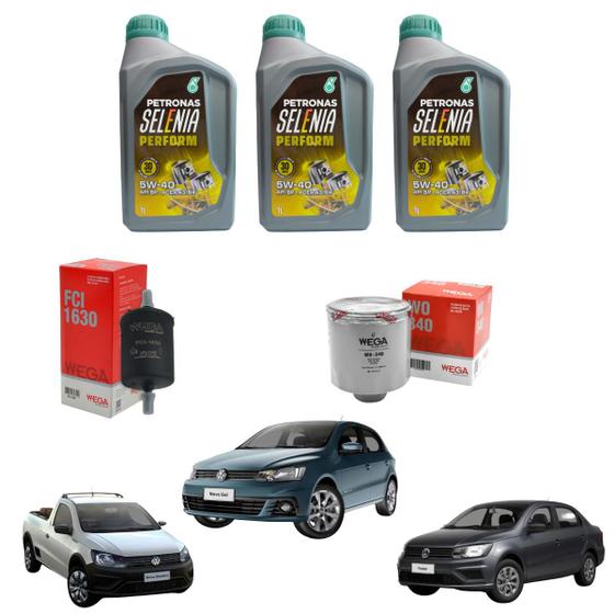 Imagem de Kit Revisão Troca Óleo Motor Filtros 5W40 Gol 1.0 G4 G5 G6