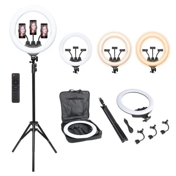 Imagem de Kit Ring Light Led 46Cm 18 Polegadas Com Tripe 2,1 Metros