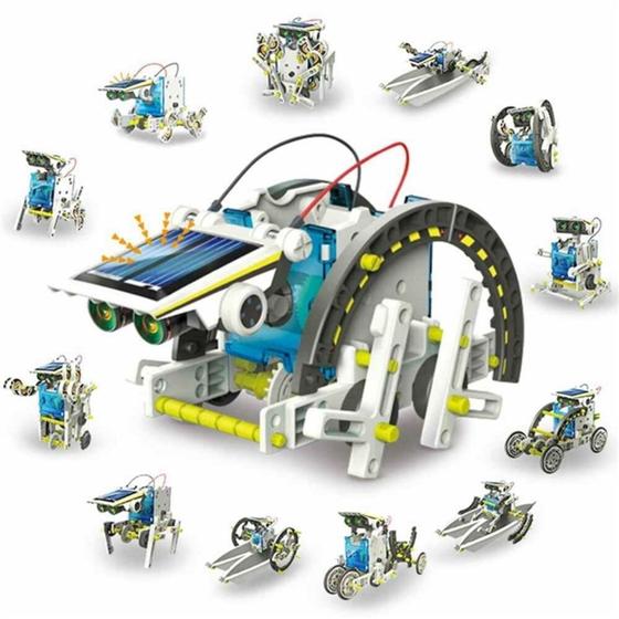 Imagem de Kit robô solar 13 em 1 brinquedo educativo de montar com barco cachorro dinossauro e trator