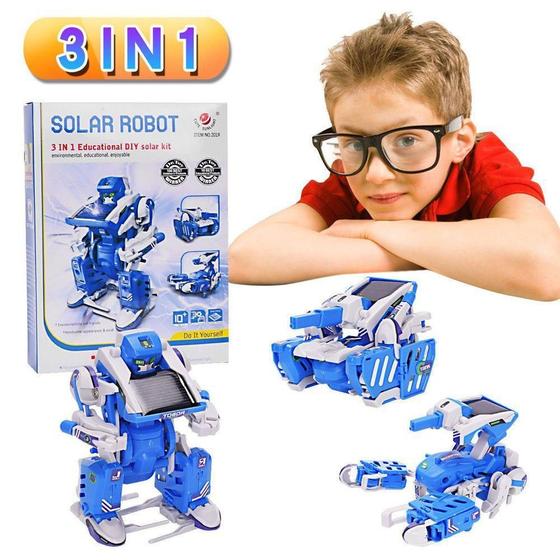 Imagem de Kit Robo Solar 3 Em 1 Transformers Brinquedo Montar Tanque