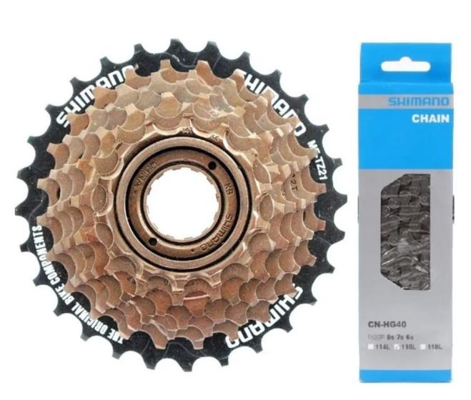 Imagem de Kit Roda Livre Catraca Shimano Tz500 7v 14-28 + Corrente Hg40