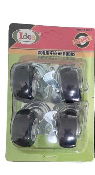 Imagem de Kit Rodinhas Giratórias 2 com Freio e 2 sem Freio - 3,8 cm. Macia não risca o chão