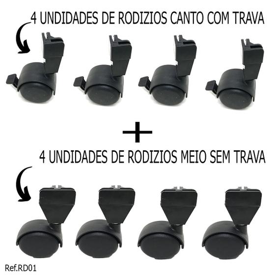 Imagem de Kit Rodízios 4 meios + 4 cantos