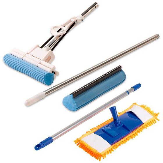Kit Rodo Mágico 28cm + Vassoura Mop Microfibra 40 Cm Tira Pó Menor preço em Kit Rodo Mágico 28cm + Vassoura Mop Microfibra 40 Cm Tira Pó