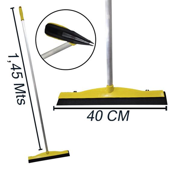 Imagem de Kit Rodo Puxa e Seca Tudo Borracha Dupla 40 Cm Com Cabo Profissional