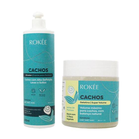 Imagem de Kit ROKÉE Gelatina Volume 500g + Ativador 500ml Cachos