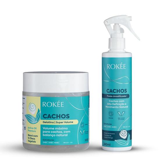 Imagem de Kit ROKÉE Gelatina Volume 500g + Fluído 240ml Cachos