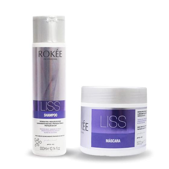 Imagem de Kit ROKÉE Shampoo 300ml + Máscara Liss 500g