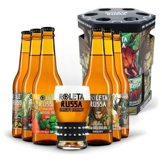 Imagem de Kit roleta russa c/ 6 long neck de 355 ml e copo c bracelete