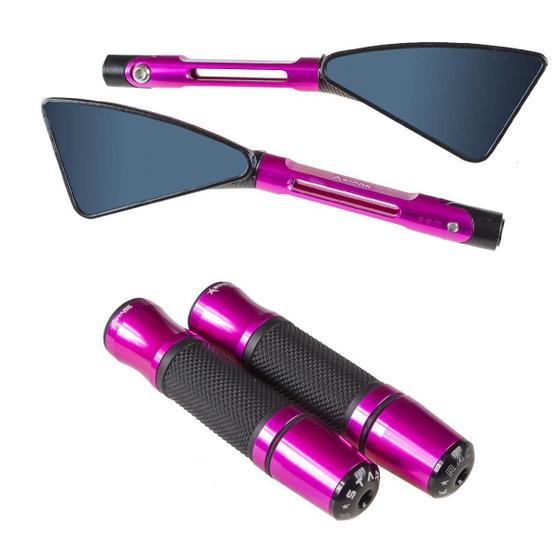 Imagem de Kit Rosa Manopla Jupiter Retrovisor Esportivo Dk 150