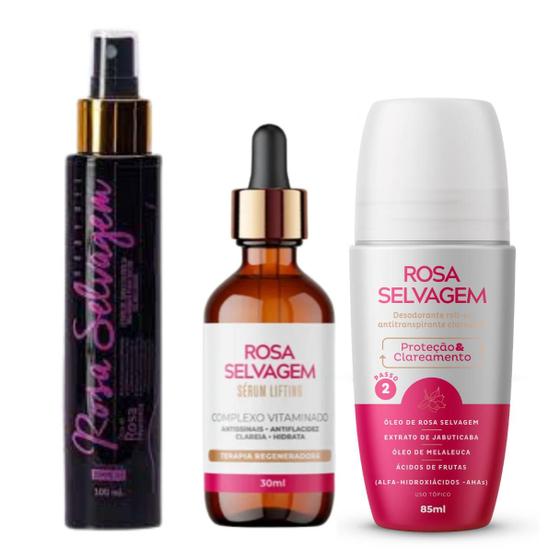 Kit Rosa Selvagem Óleo Corporal Clareador Virilha + Sérum Lifting ...
