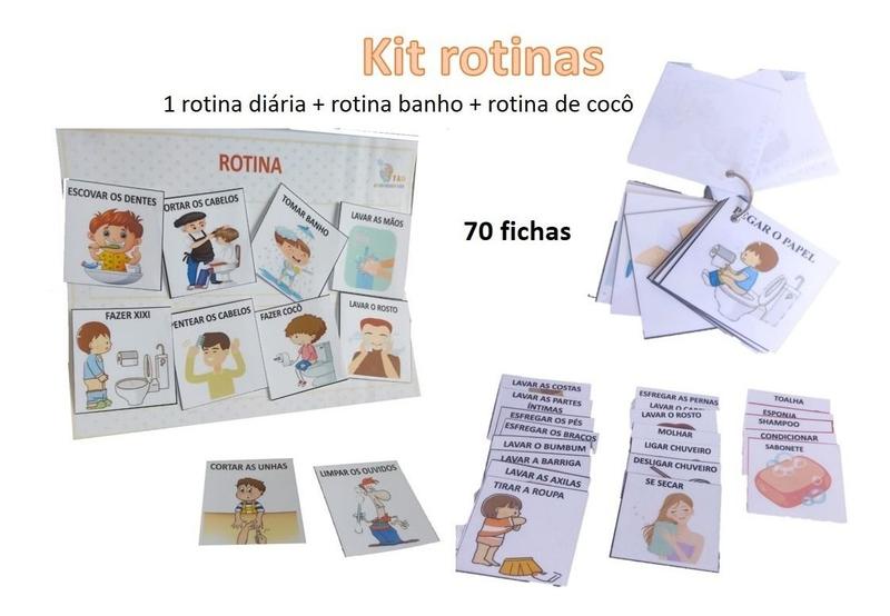 Imagem de Kit Rotinas Para Autistas Banho Cocô Fichas Diárias 3 Rotina