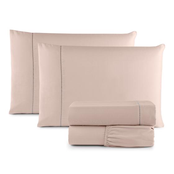 Kit Roupa de Cama Lençol Casal Queen 4 Peças 400 Fios Micropercal C/ Elástico
