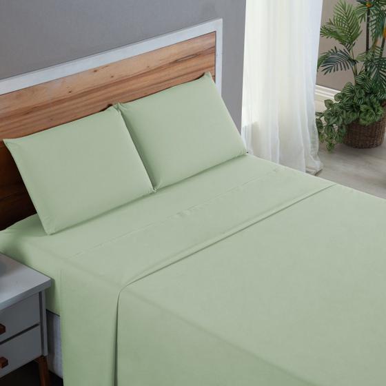 Imagem de Kit Roupa de Cama Solteiro Percal 200 Fios 100% Algodão com Elástico e Fronha 3 Peças
