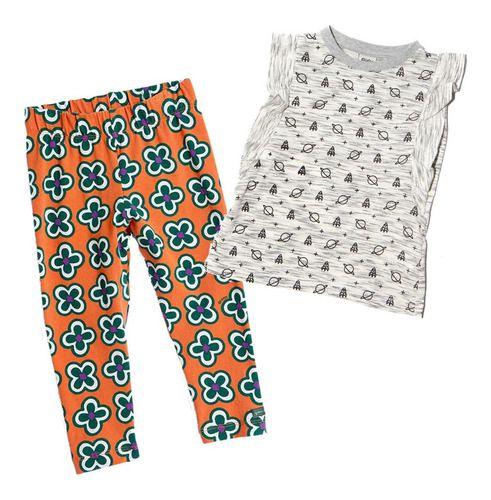 Imagem de Kit roupa infantil  2 peças - Blusa e Calça Legging Algodão Infantil - 2 Anos - Pistol Star