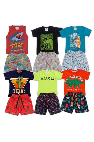 Imagem de Kit Roupa Infantil Menino Lote Atacado Barato 12 Peças 6 Conjunto