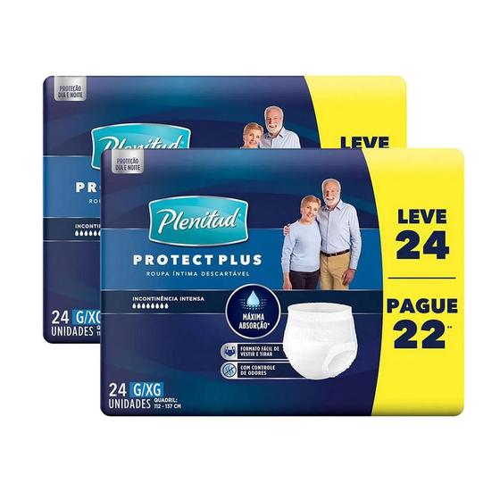 Kit Roupa Íntima Plenitud Protect Plus G/XG 48 Unidades Menor preço em Kit Roupa Íntima Plenitud Protect Plus G/XG 48 Unidades