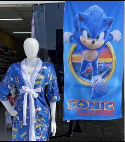 KIT Roupão + Toalha de Banho SONIC Infantil Piscina Felpa Lançamento Menor preço em KIT Roupão + Toalha de Banho SONIC Infantil Piscina Felpa Lançamento
