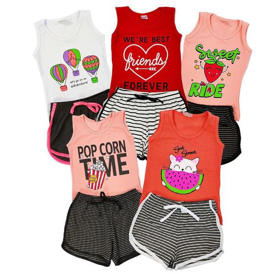 Imagem de KIT ROUPAS INFANTIL / Lançamento de Verão 5 Conjuntos Regata de Menina do 4 / 16 Anos