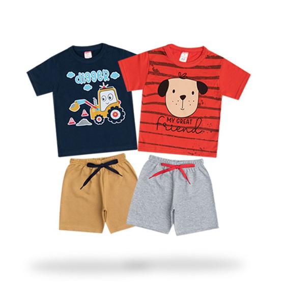 Imagem de Kit Roupas Infantil Masculino 2 Conjuntos Menino Tam 1 a 8 Anos