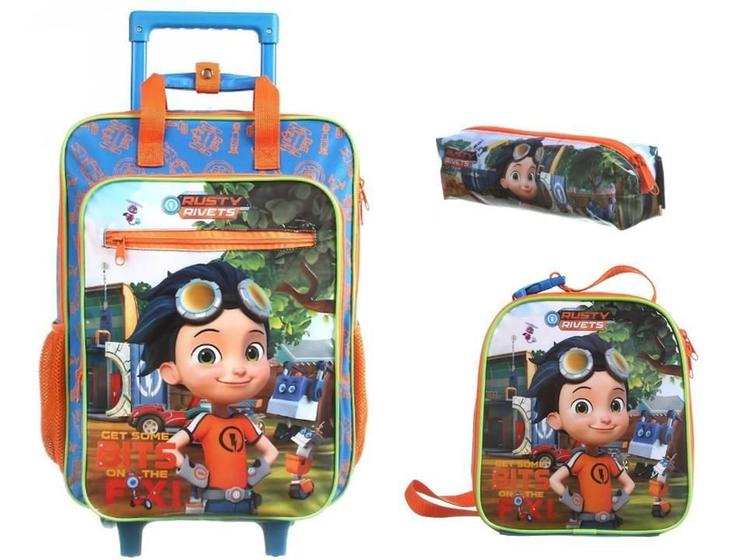 Imagem de Kit Rusty Rivets Mochila De Rodas + Lancheira + Estojo