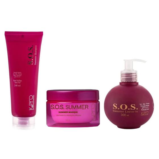 Imagem de Kit s.o.s summer sh 240ml + masque 165g + cond leave-in 300ml - kpro