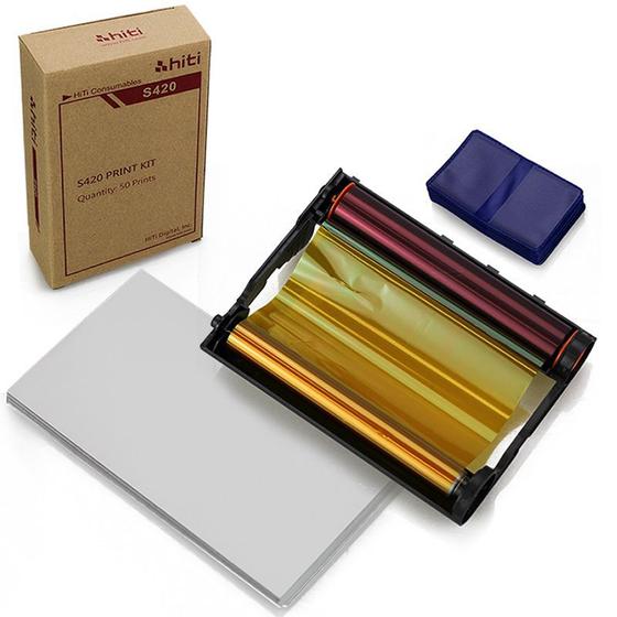 Imagem de Kit S420 HiTi - 1 Papel e Ribbon S420 e 100 Carteirinha 3x4