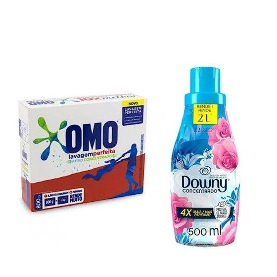 Imagem de Kit Sabão Em Pó Omo 800g + Amaciante Downy 500ml roupas perfeitas Lavanderia