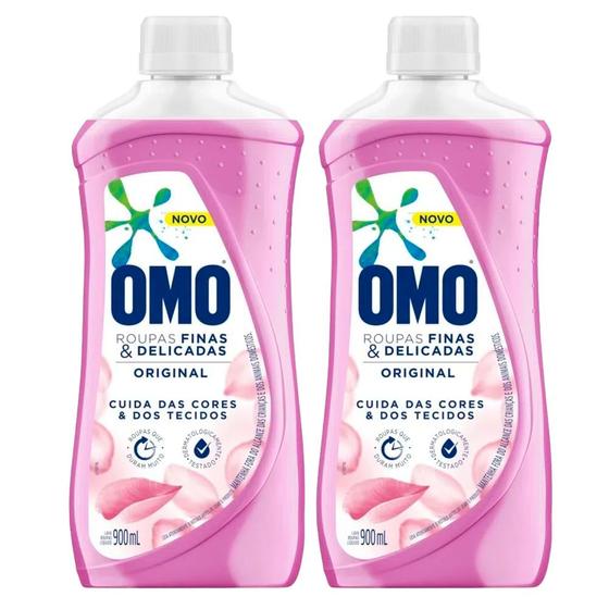 Kit Sabão Líquido Omo Roupas Finas e Delicadas Original 900ml Com 2 ...