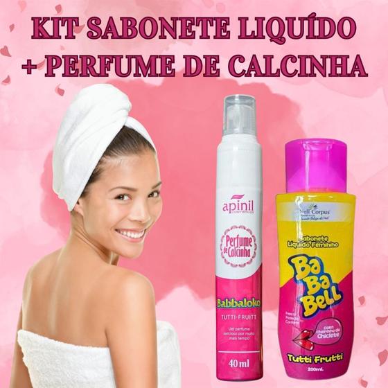 Imagem de Kit sabonete corporal intimo suave e refrescante bababell + perfume de calcinha cheirinho tutti frutti