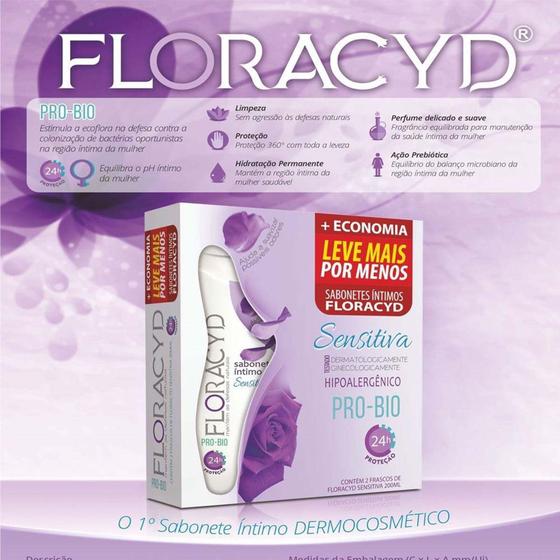 Imagem de Kit Sabonete Intimo Floracyd Sensitiva 2 Unidades com 200ml cada - NATU BELLY IND E COM