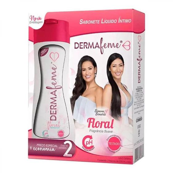 Imagem de Kit sabonete líquido íntimo dermafeme floral 2 unidades de 200ml - Cimed