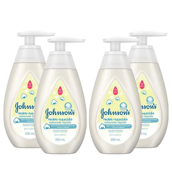 Kit Sabonete Líquido Johnson's Baby Corpo e Cabeça 200ml c/4 unidades