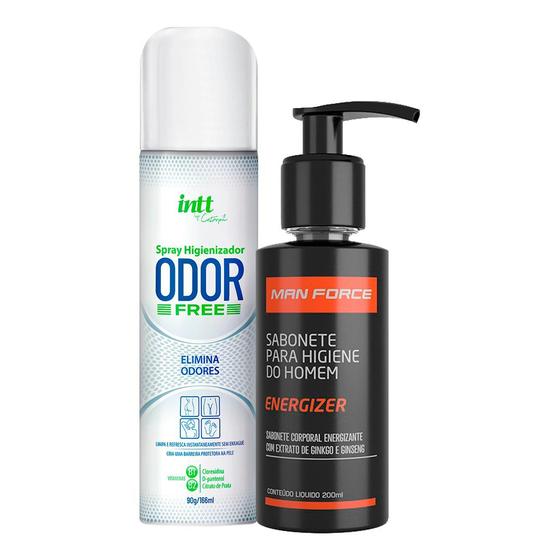 Imagem de Kit Sabonete Líquido Masculino 200ml Adão e Eva + Desodorante Íntimo Unissex Odor Free 166ml Intt