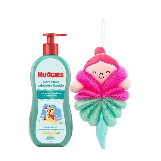 Imagem de Kit Sabonete Líquido Suave Huggies 200ml com Esponja para Banho Buba