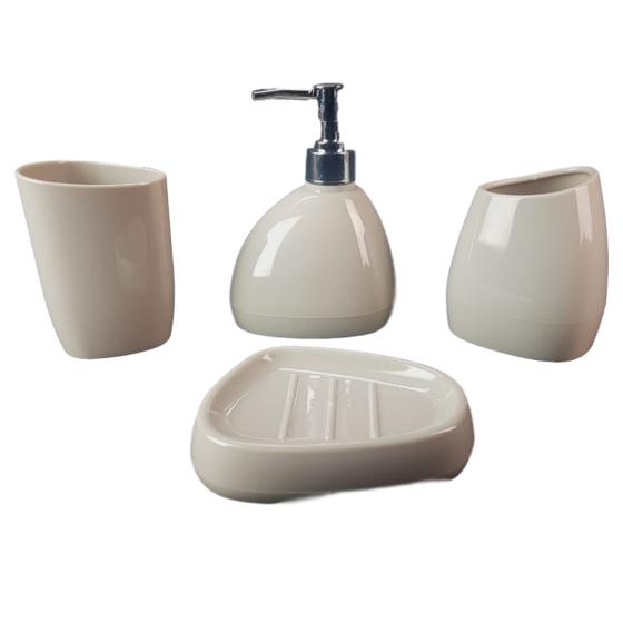 Imagem de kit saboneteira 3 peças  Banheiro lavatório Escova Saboneteira Liquido - Cinza