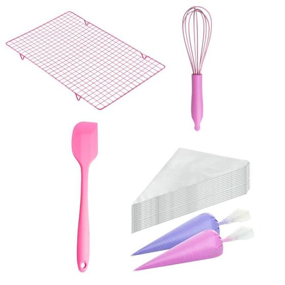 Imagem de Kit Saco Confeitar + Grade Refriamento + Espátula + Fouet