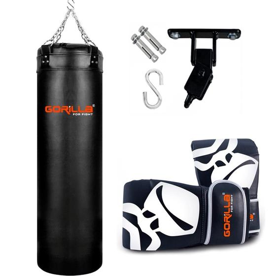 Imagem de Kit Saco De Boxe Profissional 120 Cm + Luva Bate Saco Pro Treino Boxe + Suporte Articulado Teto Gorilla