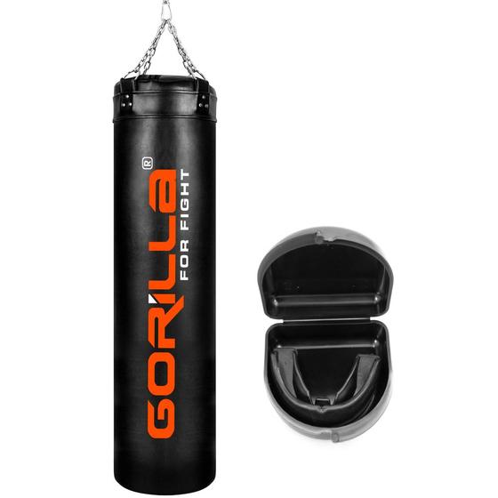 Imagem de Kit Saco De Pancada Grande Boxe Profissional 160 Cm + Protetor Bucal  Moldável Com Capinha Gorilla