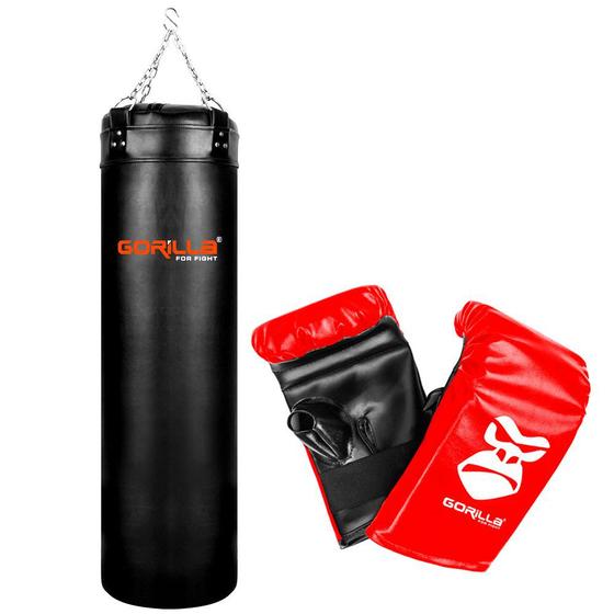 Imagem de Kit Saco De Pancada Profissional Reforçado 120 cm + Luva Bate Saco Gorilla Boxe Muay Thai Treino