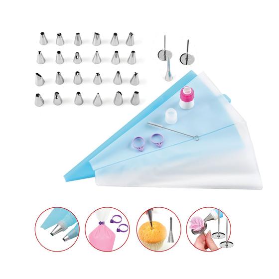 Imagem de Kit Saco Para Confeitar 35 Peças Com Bicos Aço Inox